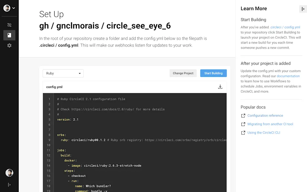 Set Up CircleCI config.yml file