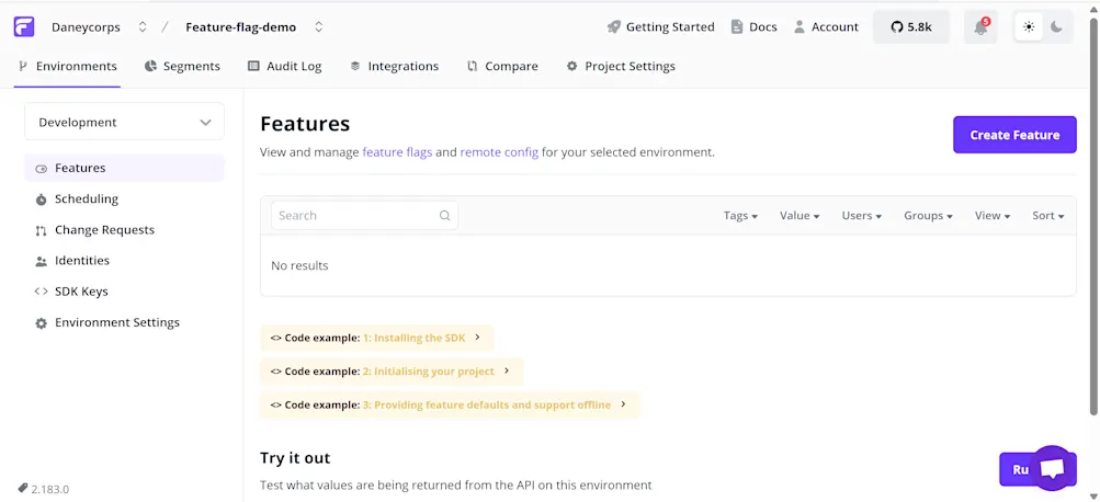 Create feature - Flagsmith