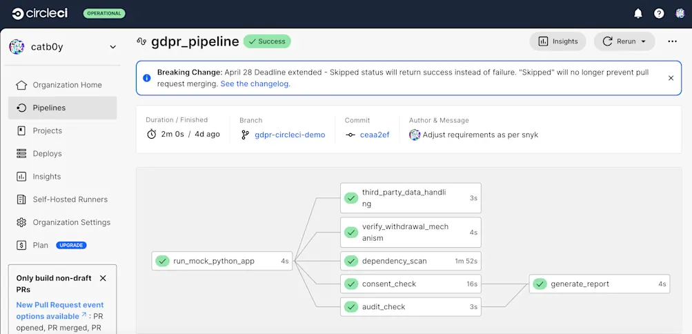 Automating GDPR compliance with CircleCI - additional checks