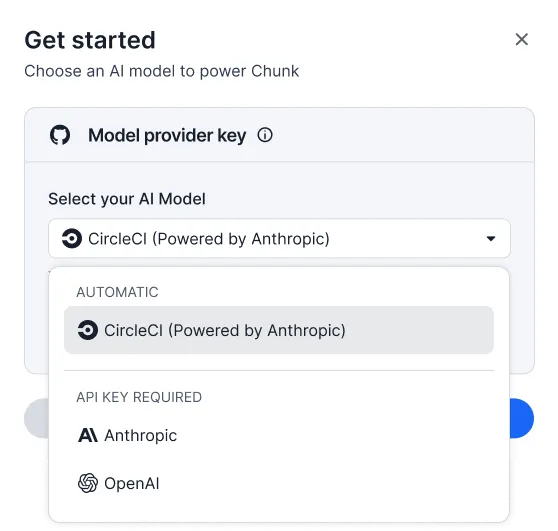 CCI model provider key for Chunk