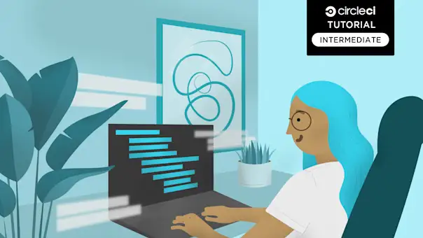 Developer B sits at a desk working on an intermediate-level project