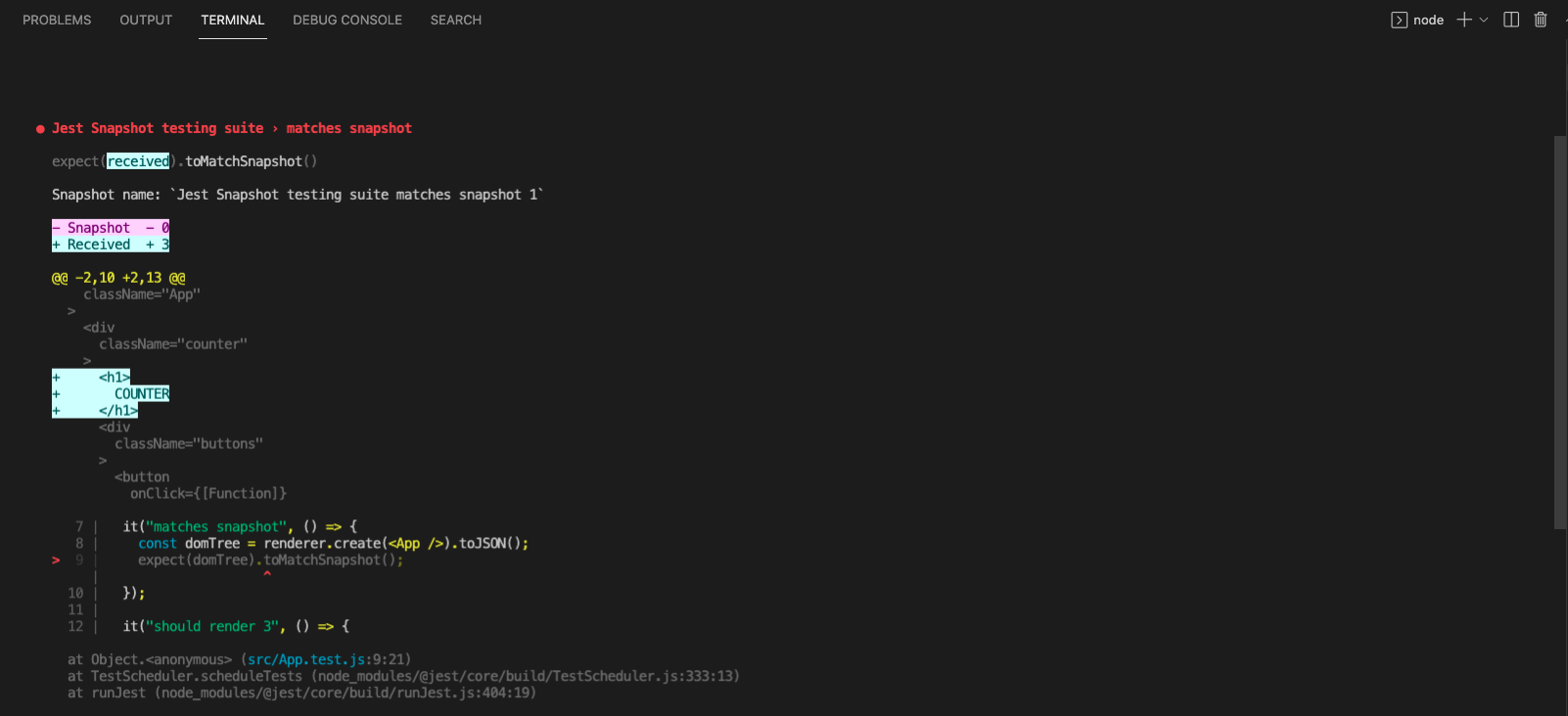 Snapshot testing React applications with Jest CircleCI