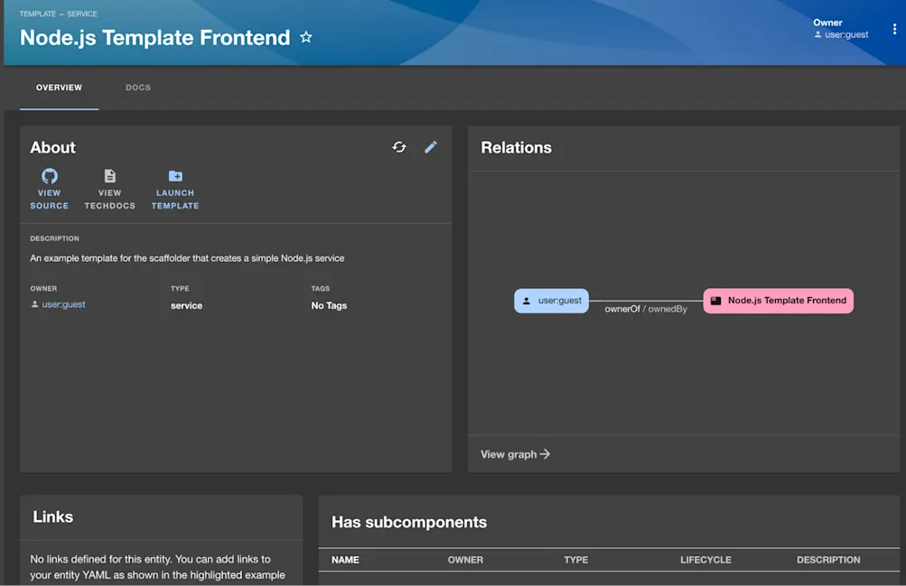 Backstage template deep view