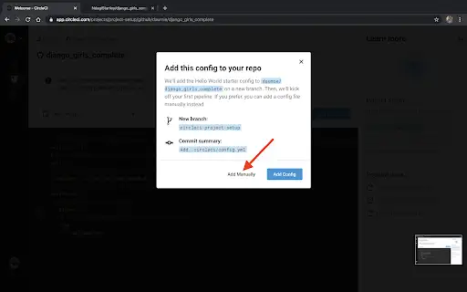 Add manuallyをクリック