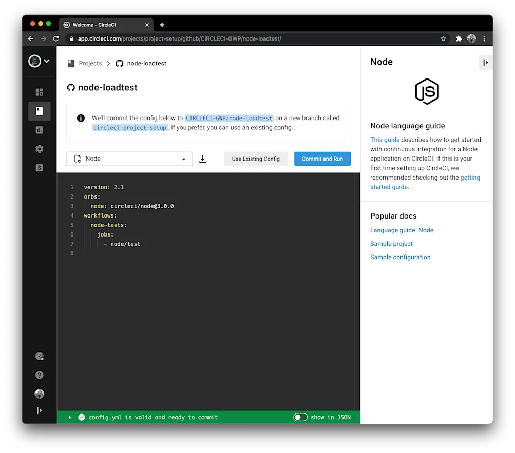 設定ファイルの追加 - CircleCI