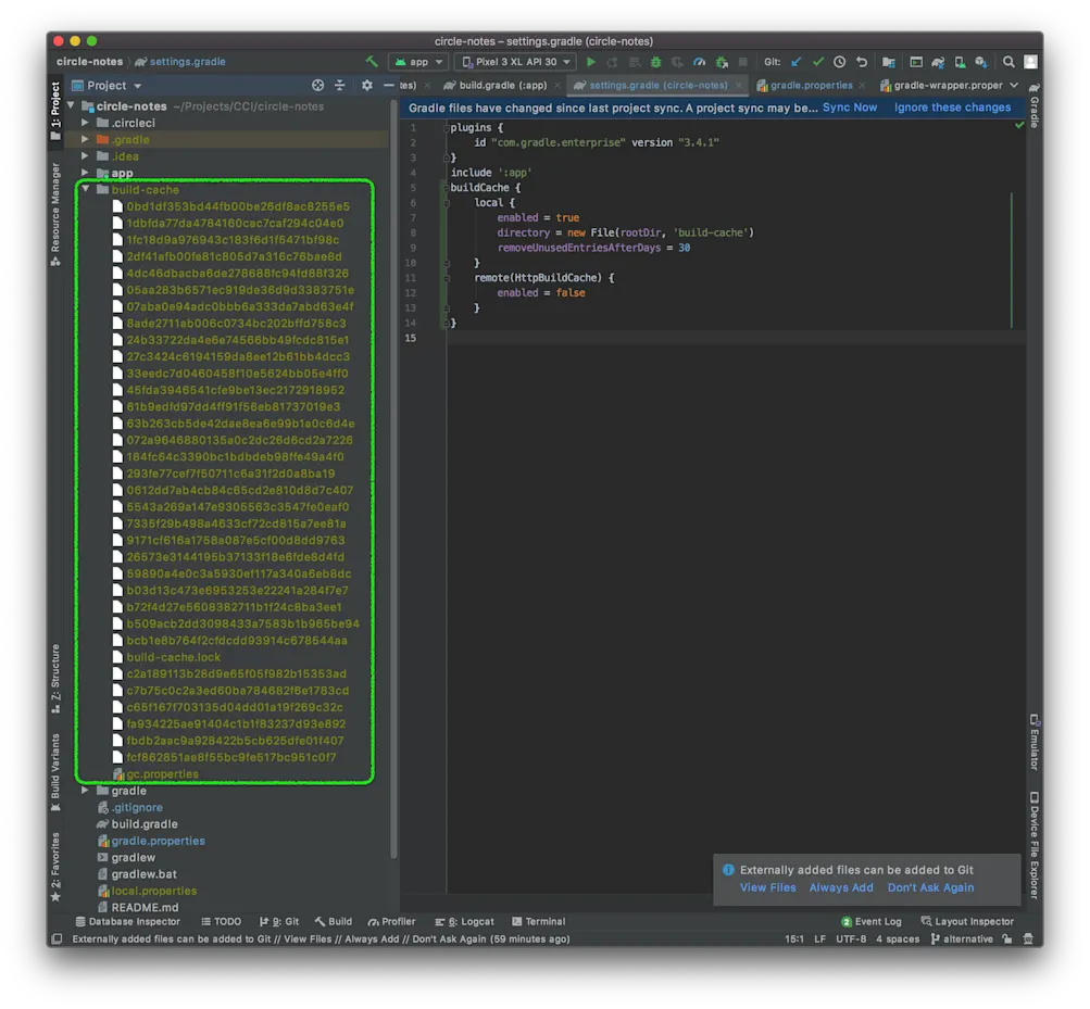 Local Build Cache Settings