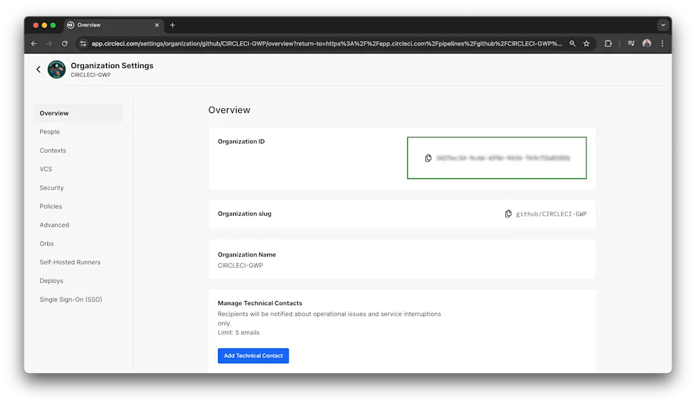 CircleCI organization ID