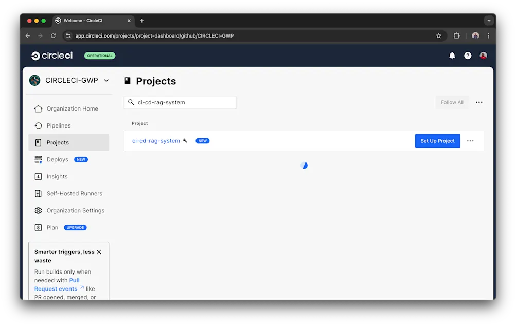 CircleCI pipeline dashboard