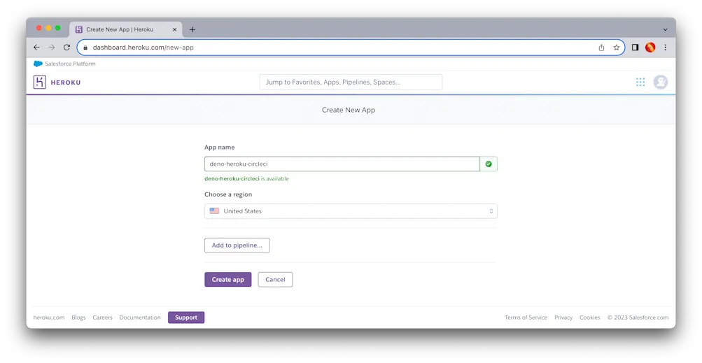 Create Heroku app