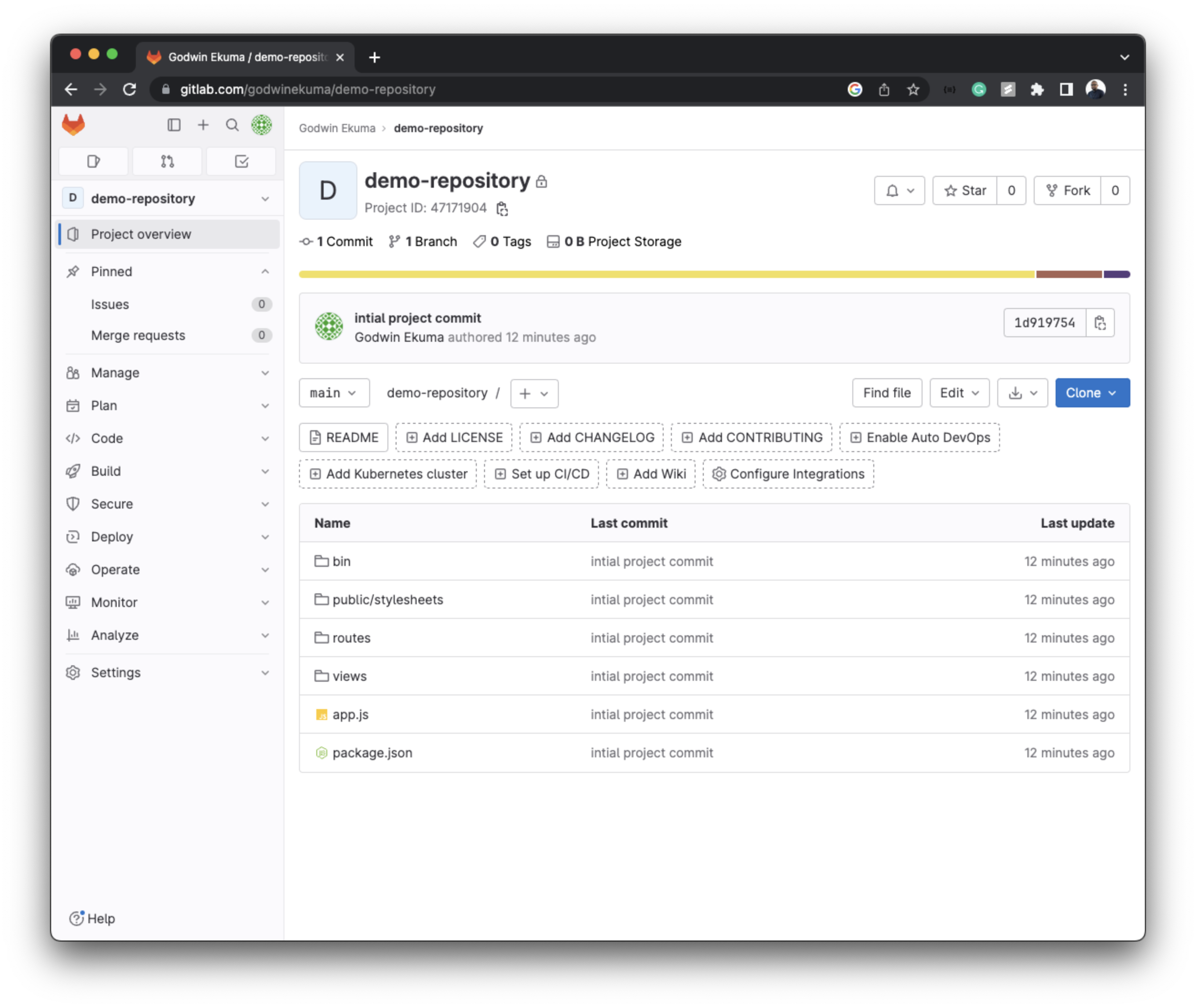 Pushing a project to GitLab | CircleCI