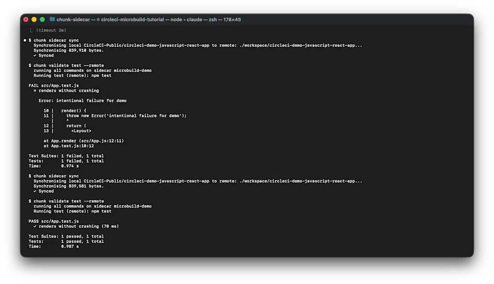 Running Chunk Sidecar from inside of Claude Code CLI terminal to power local microbuild validation