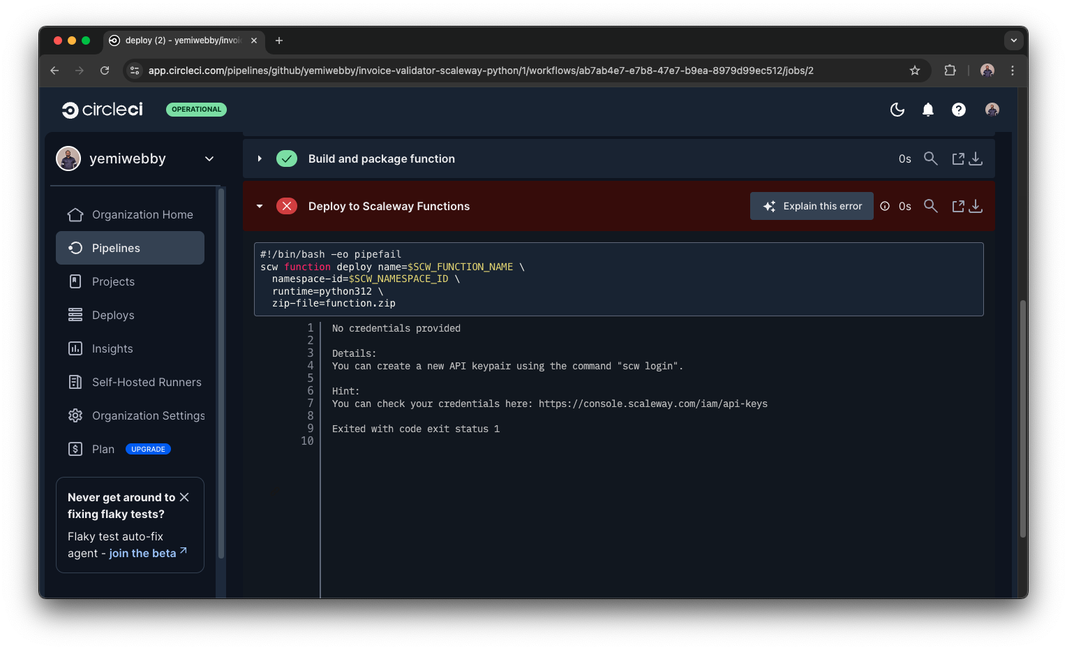 github - fortejas example-serverless-python-api:... Deploy a serverless Python API to Scaleway Functions using CircleCI ...