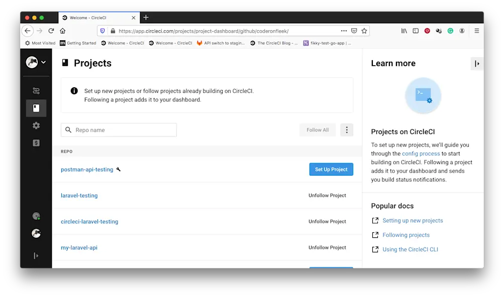 プロジェクトの追加 - CircleCI