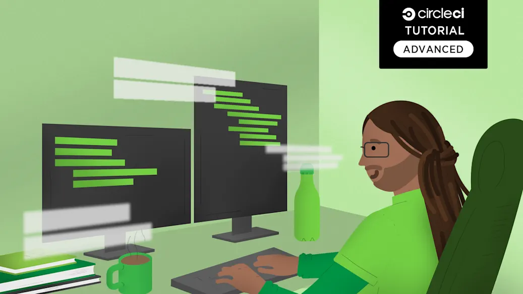 Developer RP sits at a desk working on an advanced-level project.