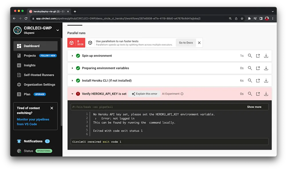 CircleCI build failed