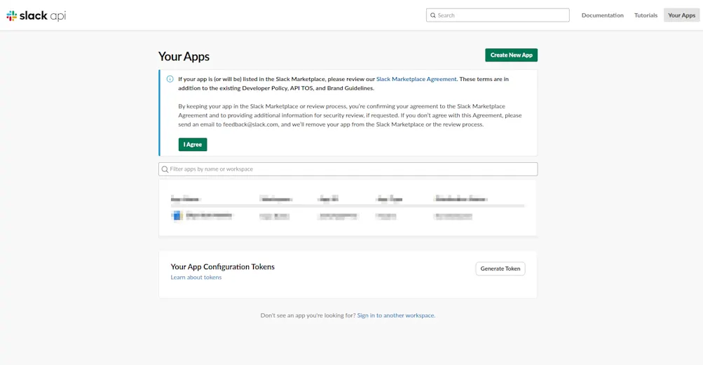 Creating a new Slack app