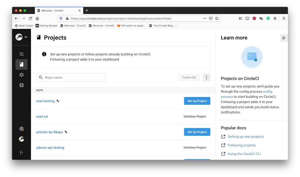 CircleCI にプロジェクトを追加