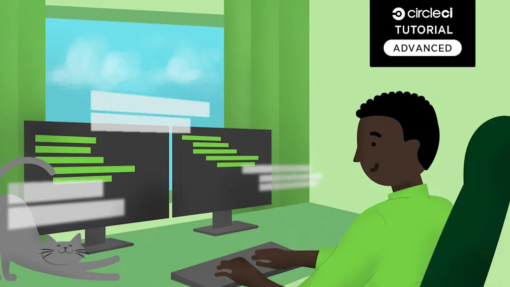 Developer B sits at a desk working on an advanced-level project.