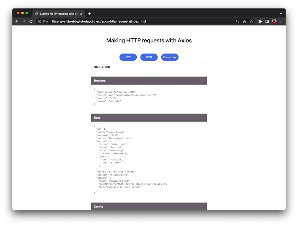 Axios を使った GET リクエスト