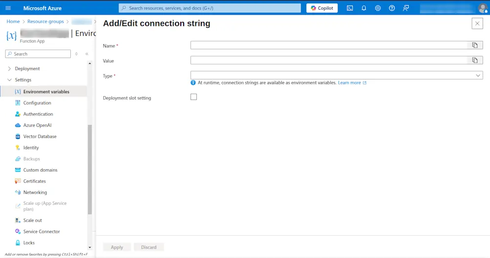 Connection string inputs