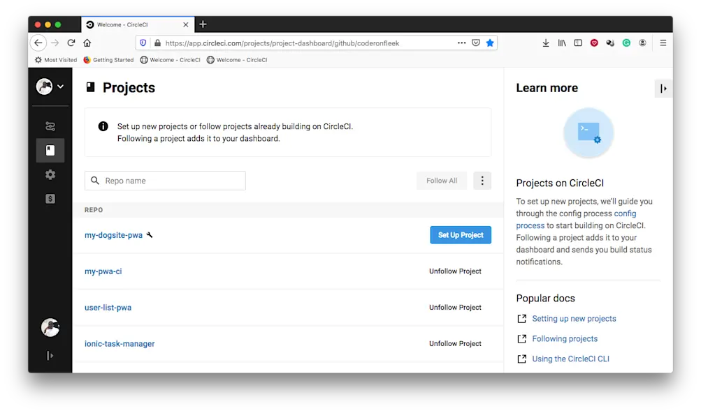 プロジェクトの追加