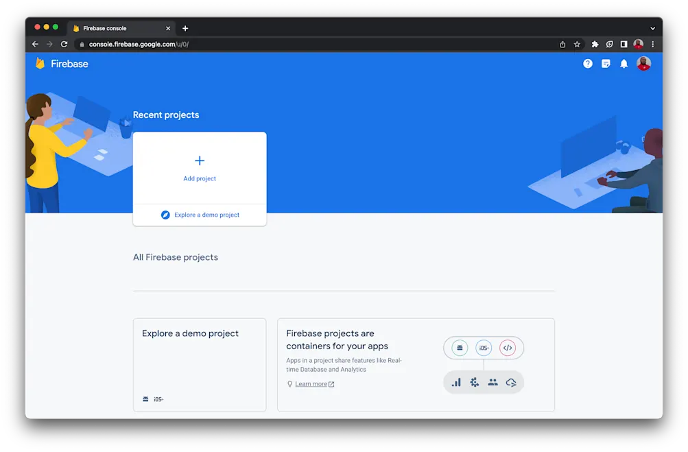 Firebase Console page