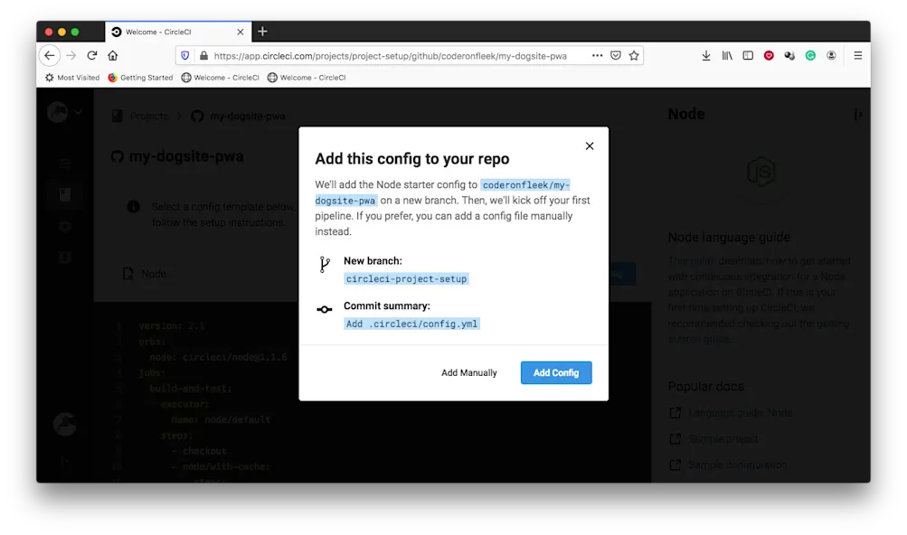 手動でビルドの開始