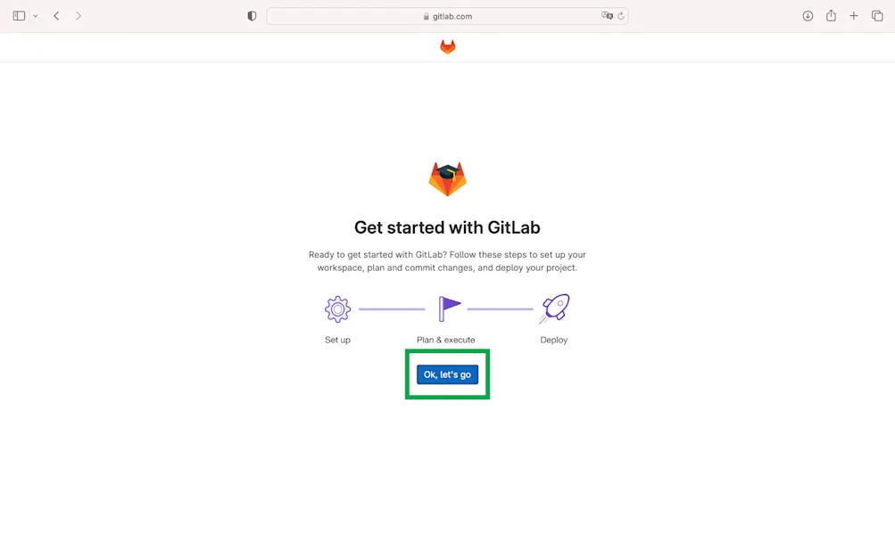 GitLab 登録完了画面