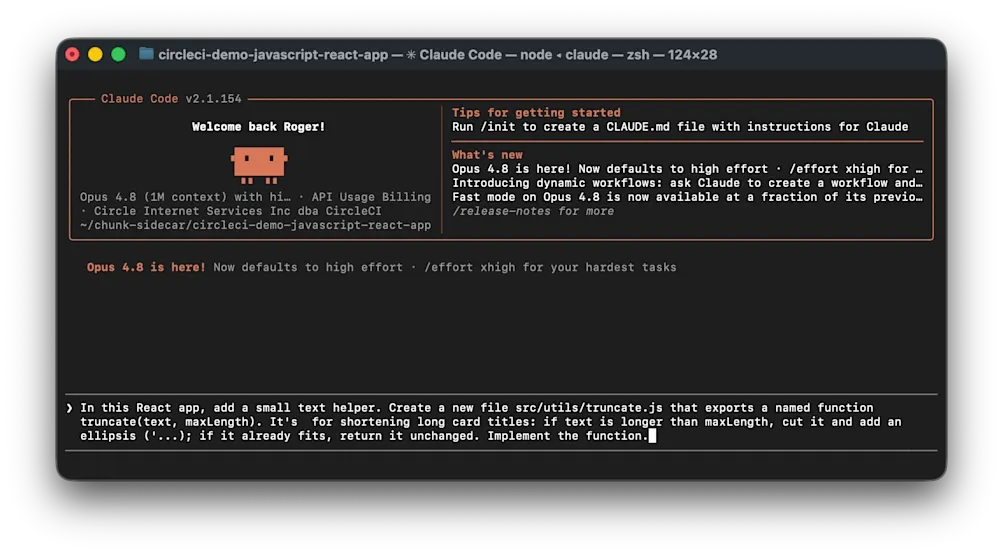 Prompting Claude Code CLI with a task that will trigger Chunk hooks and sidecars