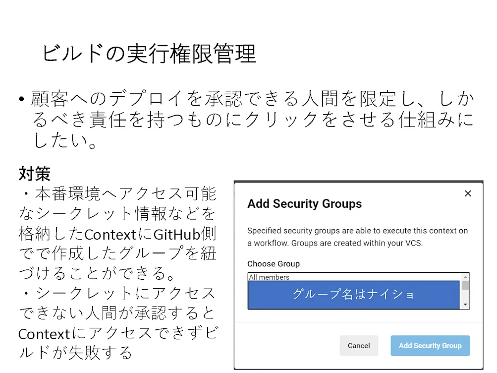 ビルドの実行権限管理