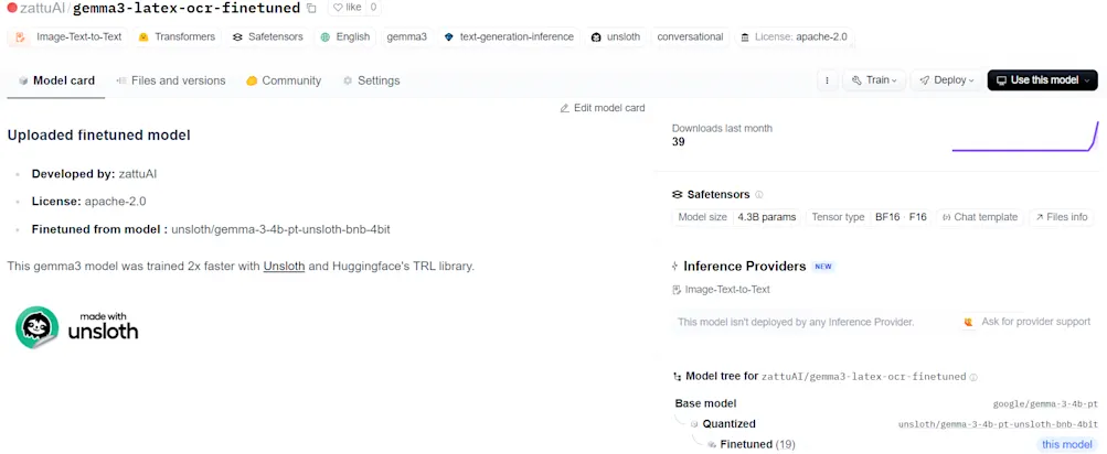 Deployed model on Hugging Face
