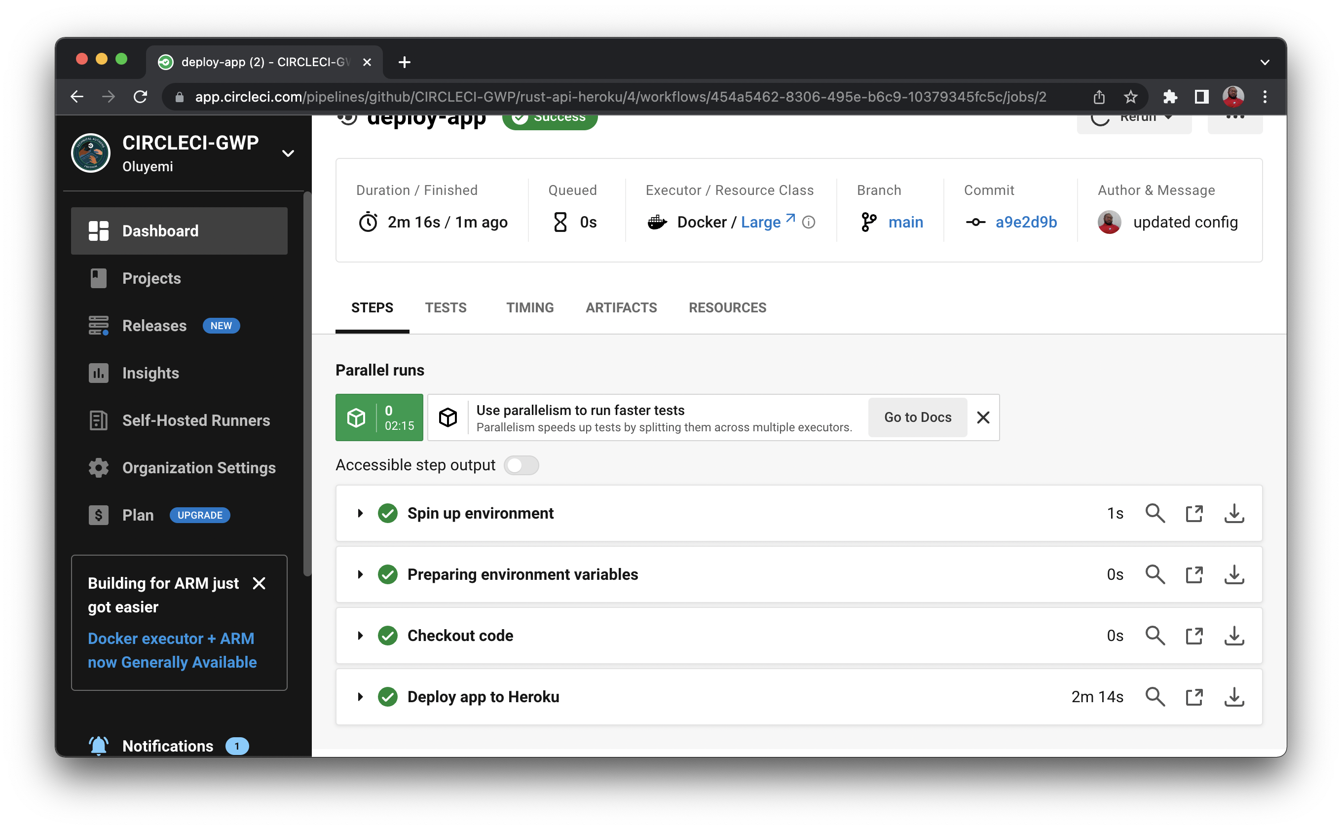 Continuous deployment for Rust applications - CircleCI