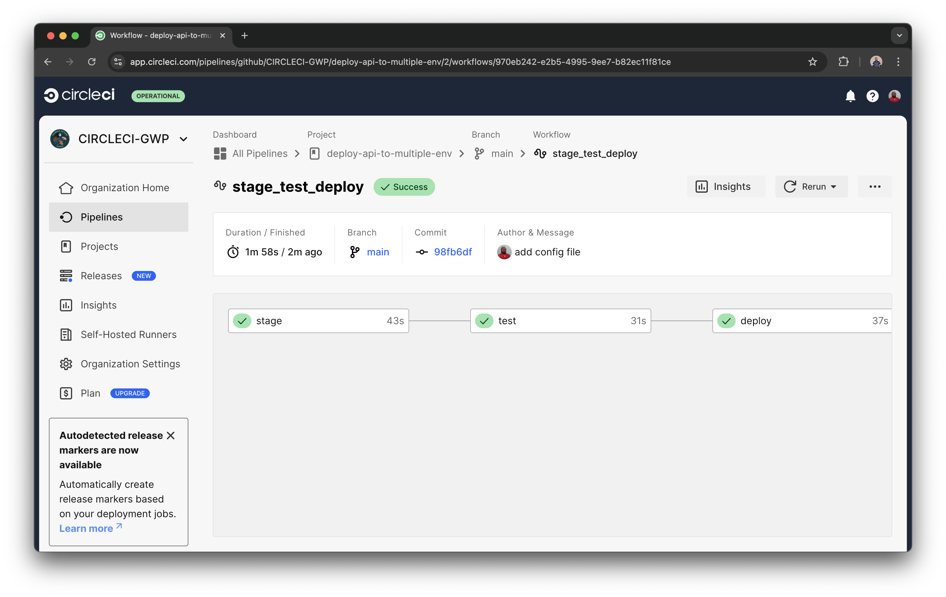 Using workflows to deploy an API to multiple environments - CircleCI