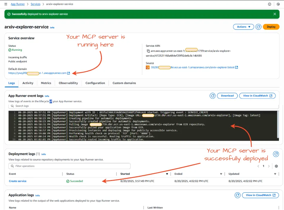 Arxiv explorer mcp running on app runner