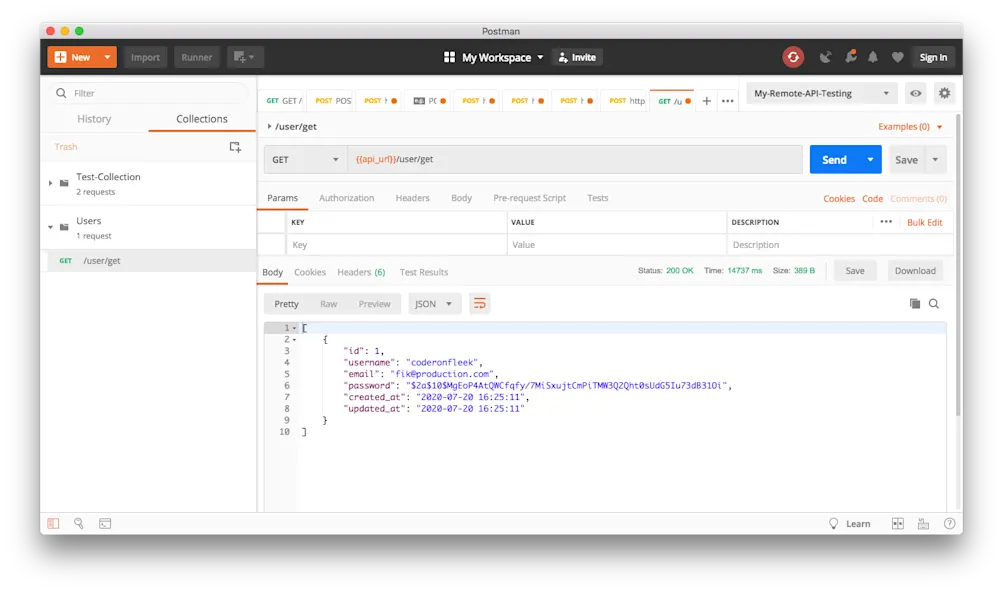 リクエストの追加 - Postman