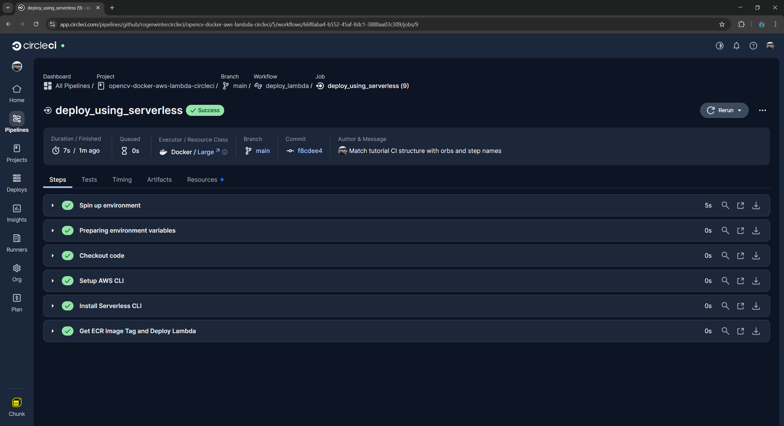 Build and deploy a Dockerized OpenCV application on AWS Lambda - CircleCI