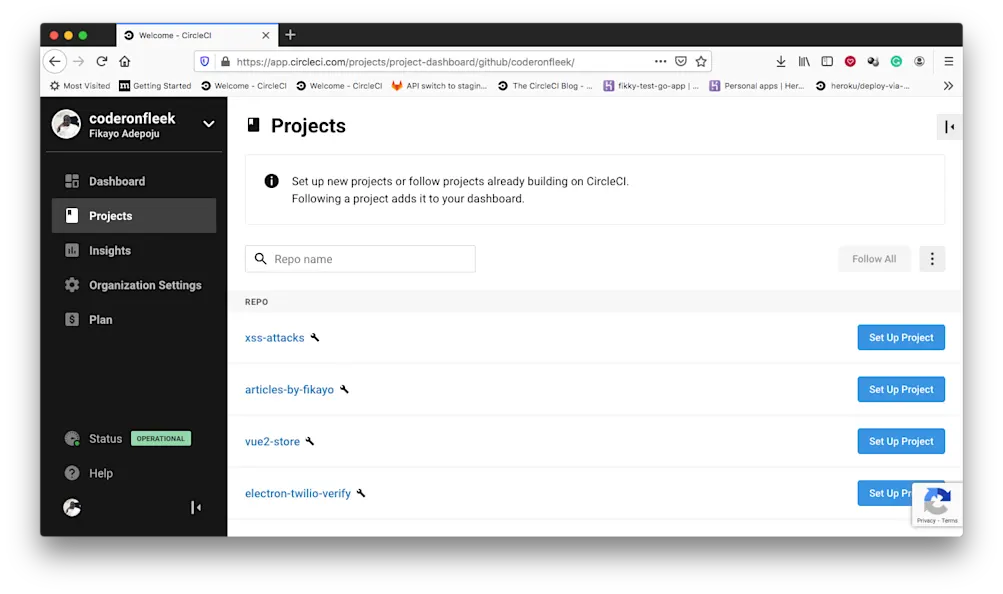 プロジェクトの追加 - CircleCI