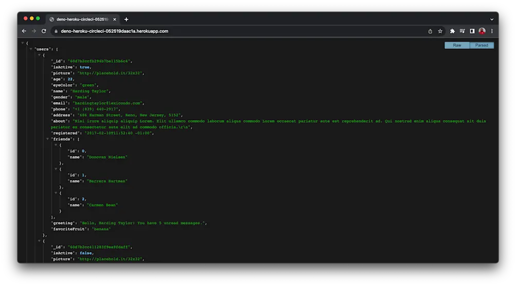 API response user list