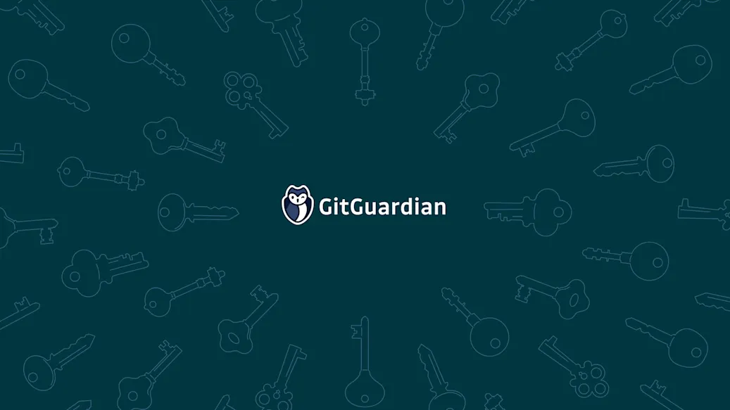 Stylized security keys surround the GitGuardian logo.