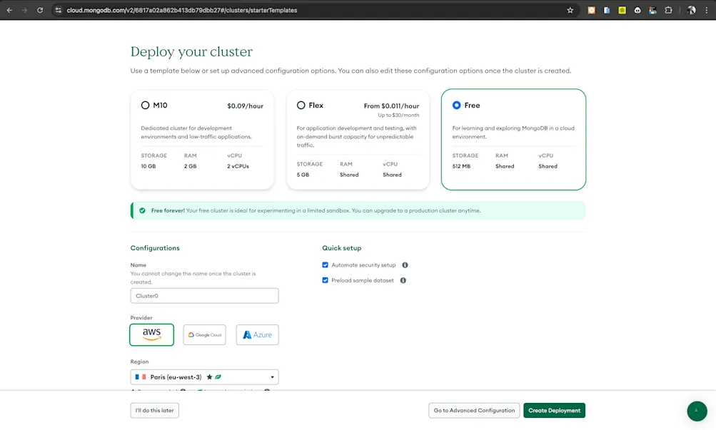 MongoDB cluster setup