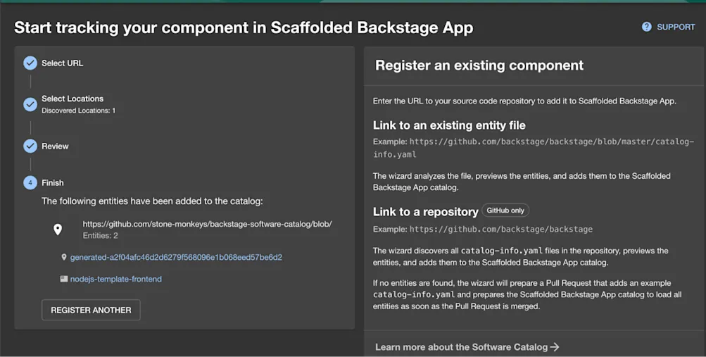 Backstage successful import