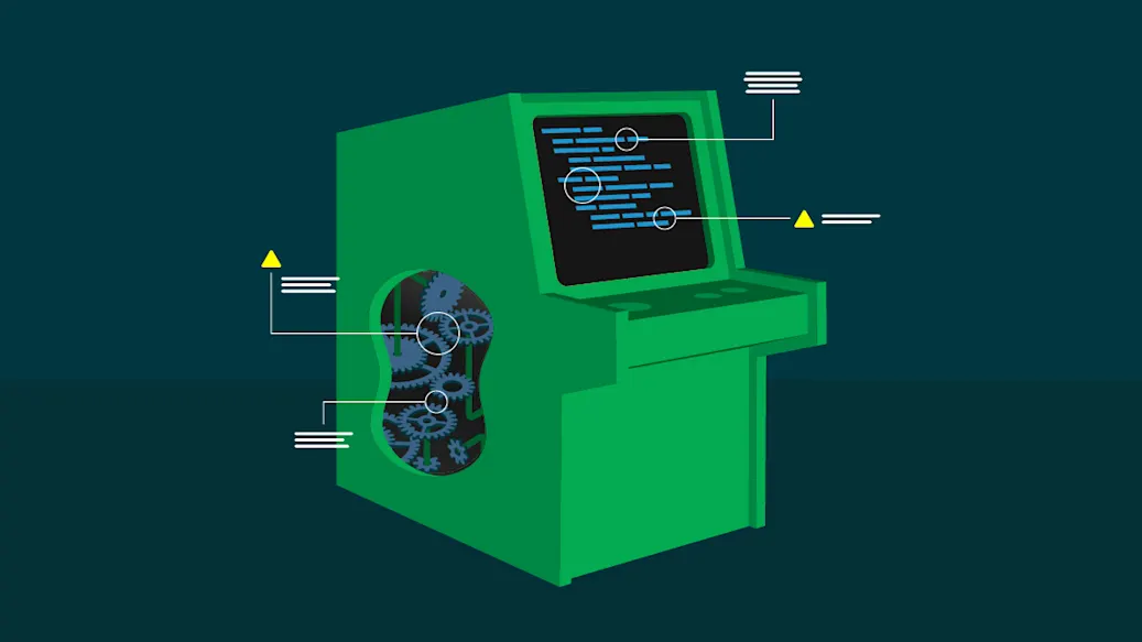 A stand-alone computer kiosk shows how software can be tested from inside or outside the code.