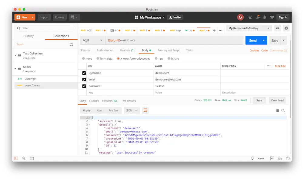 リクエストの追加 - Postman
