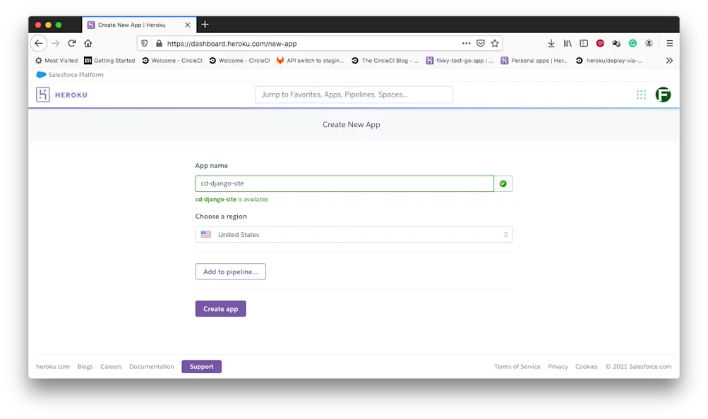 新規アプリ - Heroku