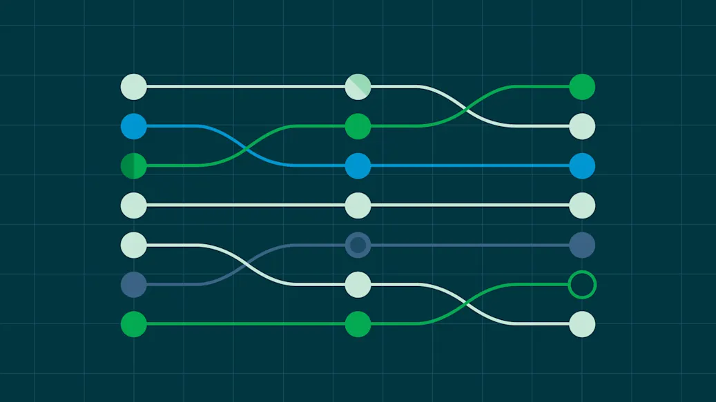 A chart shows lines that trend up and down across three points.