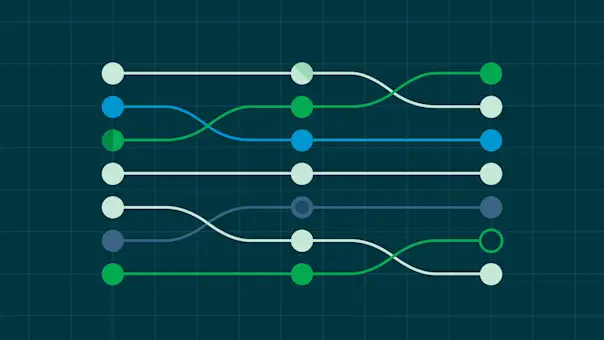 A chart shows lines that trend up and down across three points.