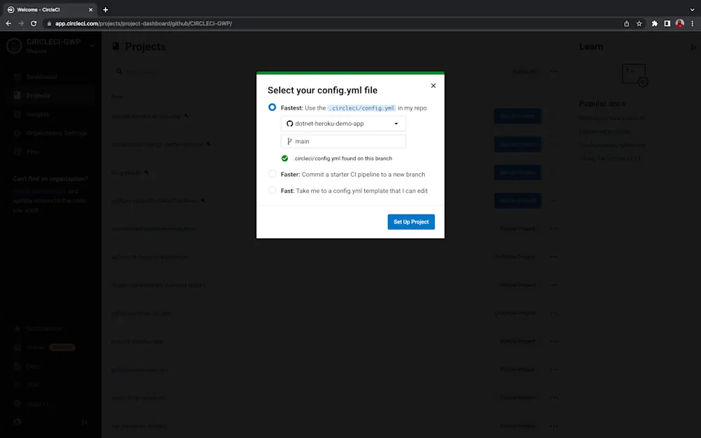 Select Existing Configuration File