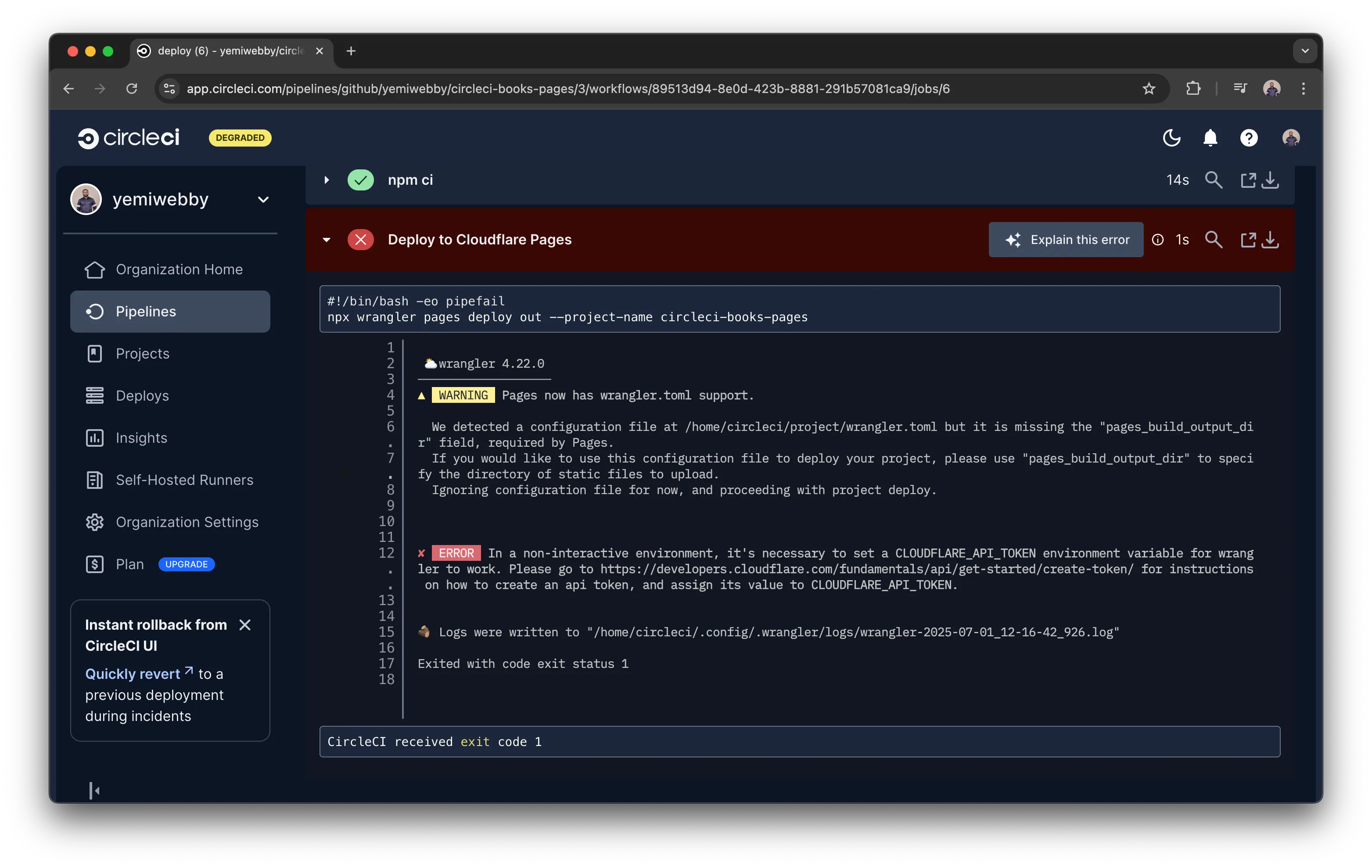 CI/CD for Cloudflare Pages using CircleCI and Wrangler - CircleCI