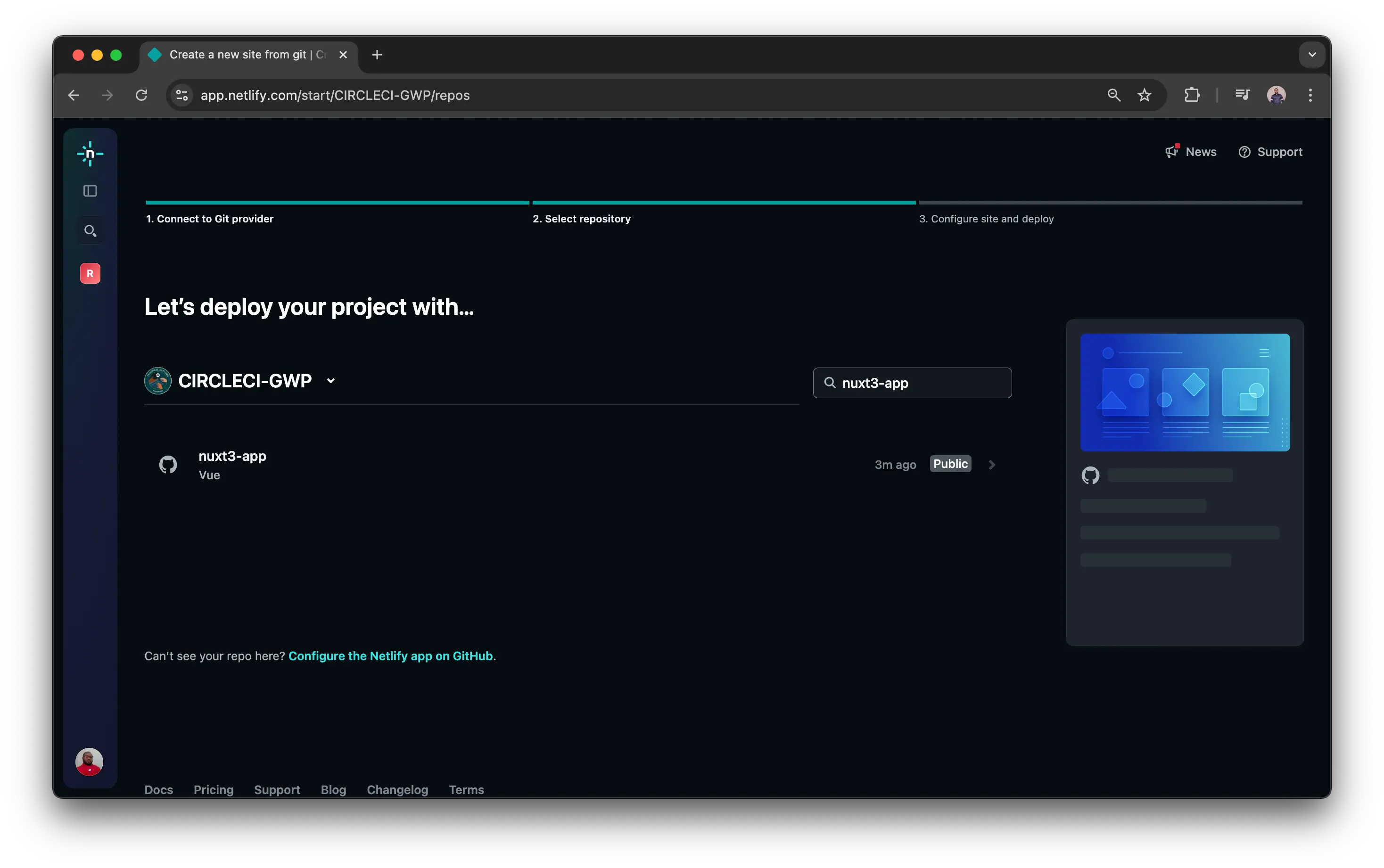 Build and deploy a Nuxt3 application to Netlify - CircleCI