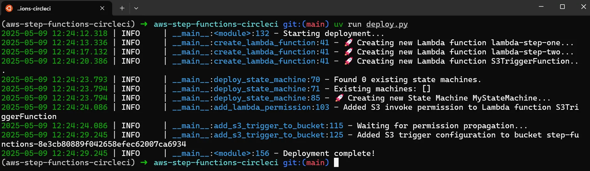 Deployment of AWS Step Functions with Lambda and CircleCI - CircleCI